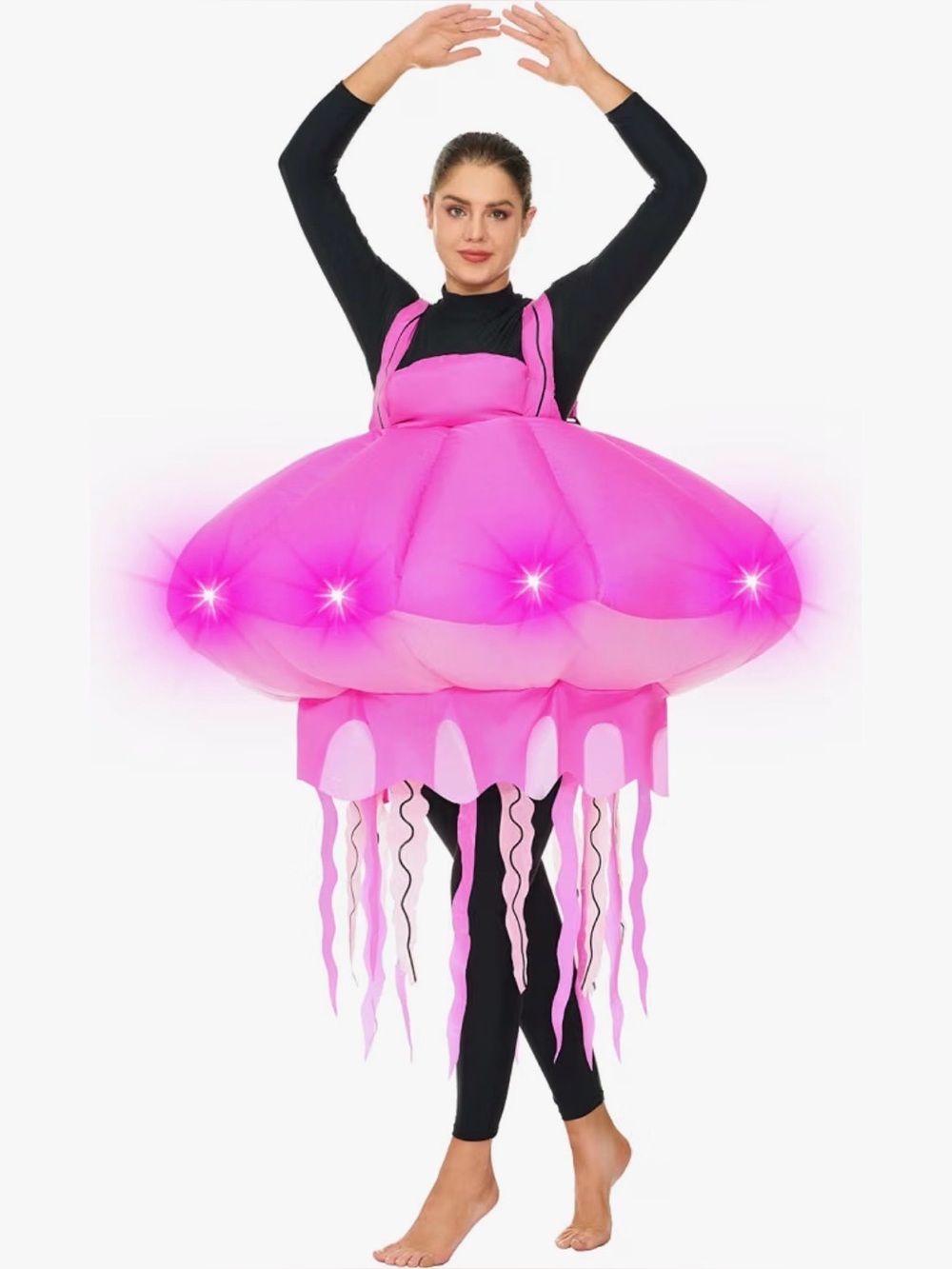 Adults Inflatable Costume, Light-Up Jellyfish Blow-up Costume